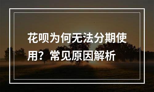 花呗为何无法分期使用？常见原因解析