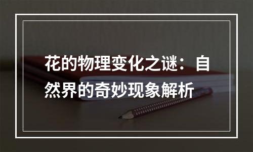 花的物理变化之谜：自然界的奇妙现象解析