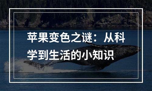 苹果变色之谜：从科学到生活的小知识