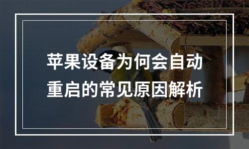 苹果设备为何会自动重启的常见原因解析
