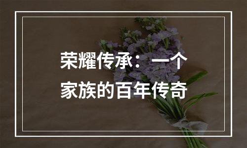 荣耀传承：一个家族的百年传奇