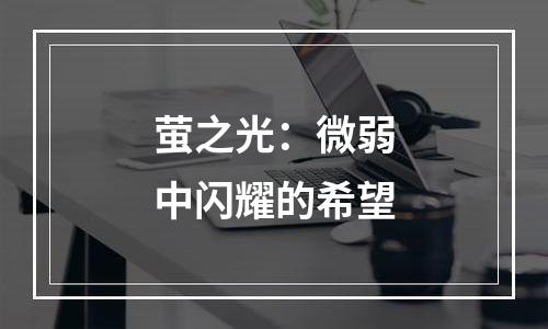 萤之光：微弱中闪耀的希望