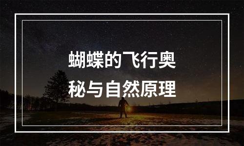 蝴蝶的飞行奥秘与自然原理
