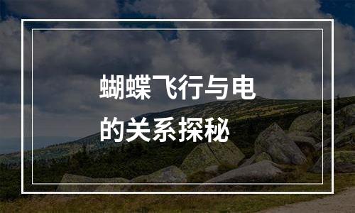 蝴蝶飞行与电的关系探秘