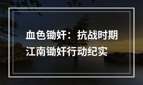 血色锄奸：抗战时期江南锄奸行动纪实