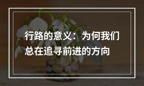 行路的意义：为何我们总在追寻前进的方向