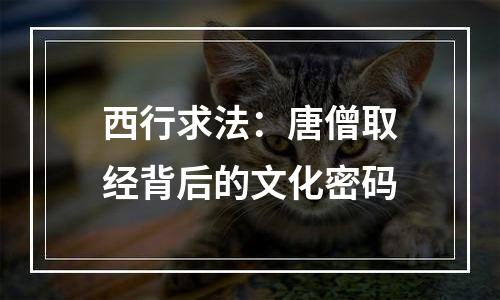 西行求法：唐僧取经背后的文化密码