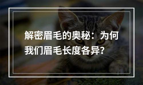 解密眉毛的奥秘：为何我们眉毛长度各异？
