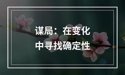 谋局：在变化中寻找确定性