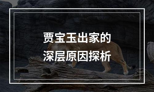 贾宝玉出家的深层原因探析