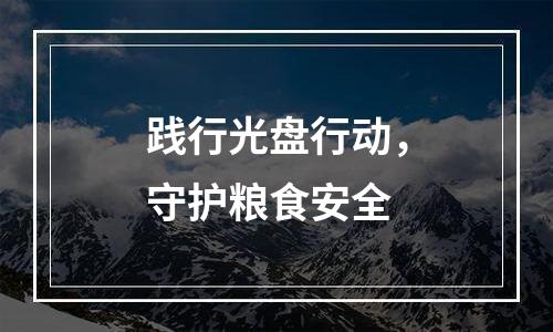 践行光盘行动，守护粮食安全