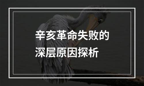辛亥革命失败的深层原因探析