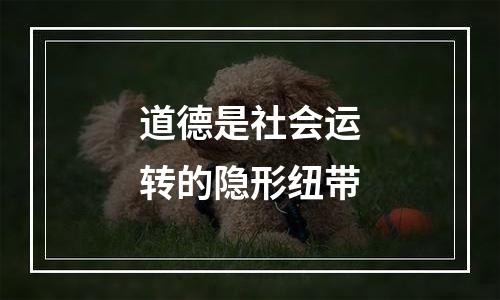 道德是社会运转的隐形纽带