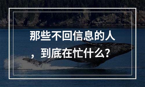 那些不回信息的人，到底在忙什么？