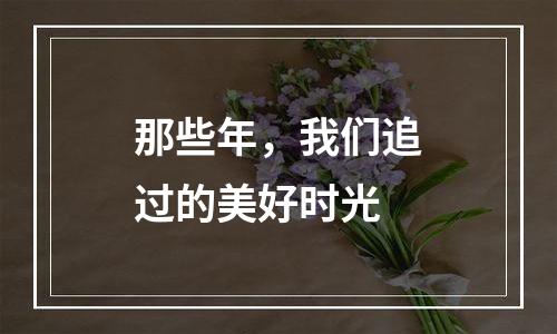 那些年，我们追过的美好时光