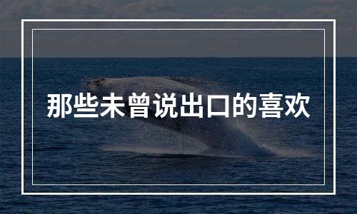 那些未曾说出口的喜欢