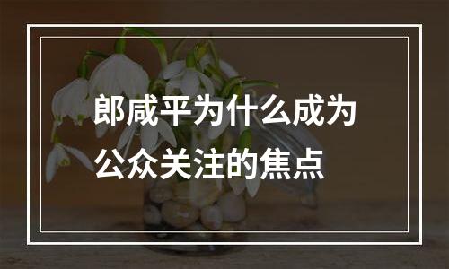 郎咸平为什么成为公众关注的焦点