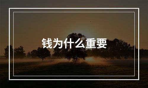 钱为什么重要