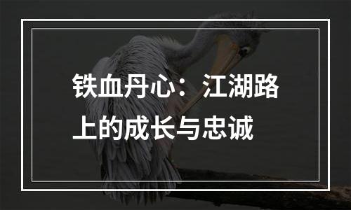 铁血丹心：江湖路上的成长与忠诚
