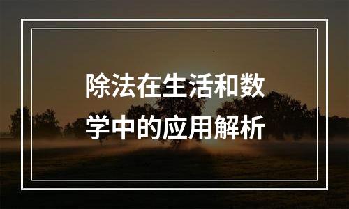 除法在生活和数学中的应用解析