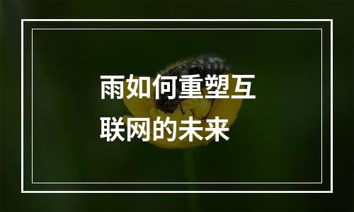 雨如何重塑互联网的未来