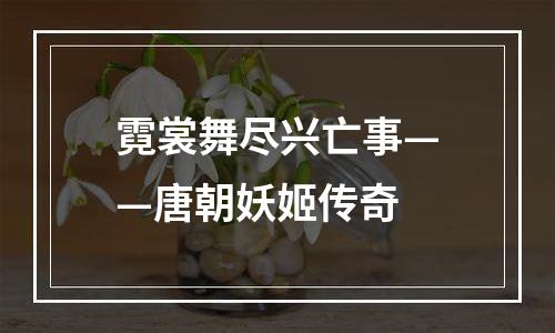霓裳舞尽兴亡事——唐朝妖姬传奇