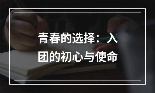 青春的选择：入团的初心与使命