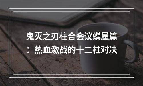 鬼灭之刃柱合会议蝶屋篇：热血激战的十二柱对决