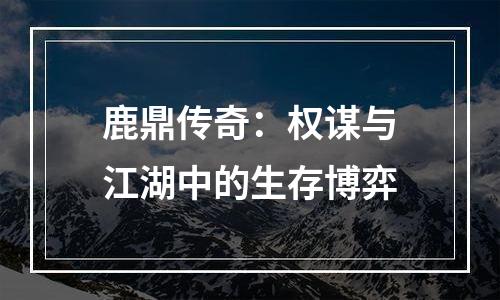 鹿鼎传奇：权谋与江湖中的生存博弈