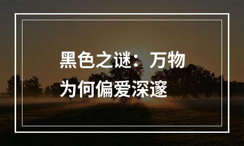 黑色之谜：万物为何偏爱深邃