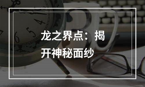 龙之界点：揭开神秘面纱