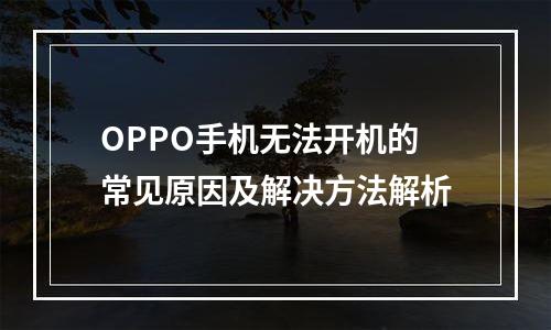 OPPO手机无法开机的常见原因及解决方法解析