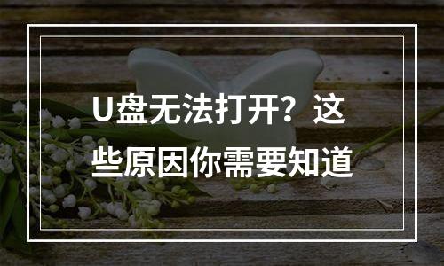 U盘无法打开？这些原因你需要知道