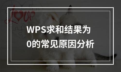 WPS求和结果为0的常见原因分析
