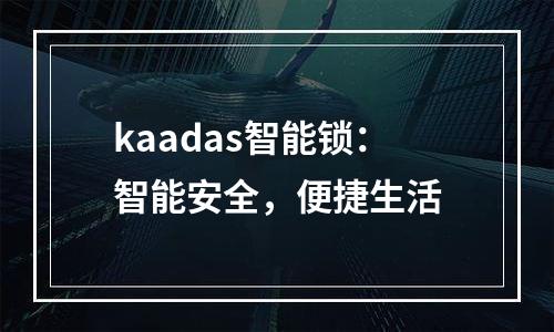 kaadas智能锁：智能安全，便捷生活