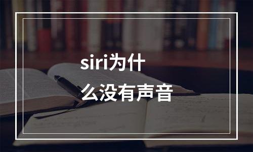 siri为什么没有声音