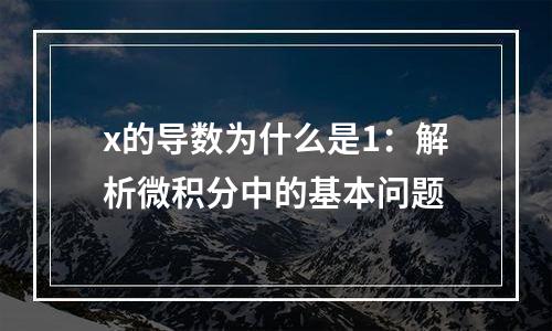 x的导数为什么是1：解析微积分中的基本问题